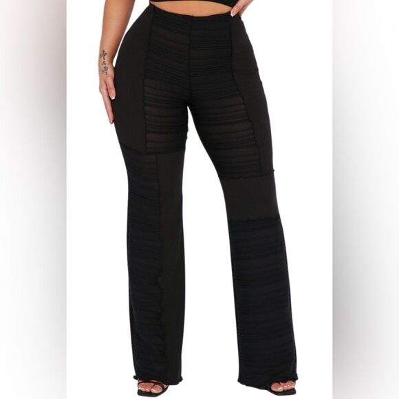 Fashion Nova Let's Wait Textured Flare Pant Black Size 1X - Picture 3 of 16